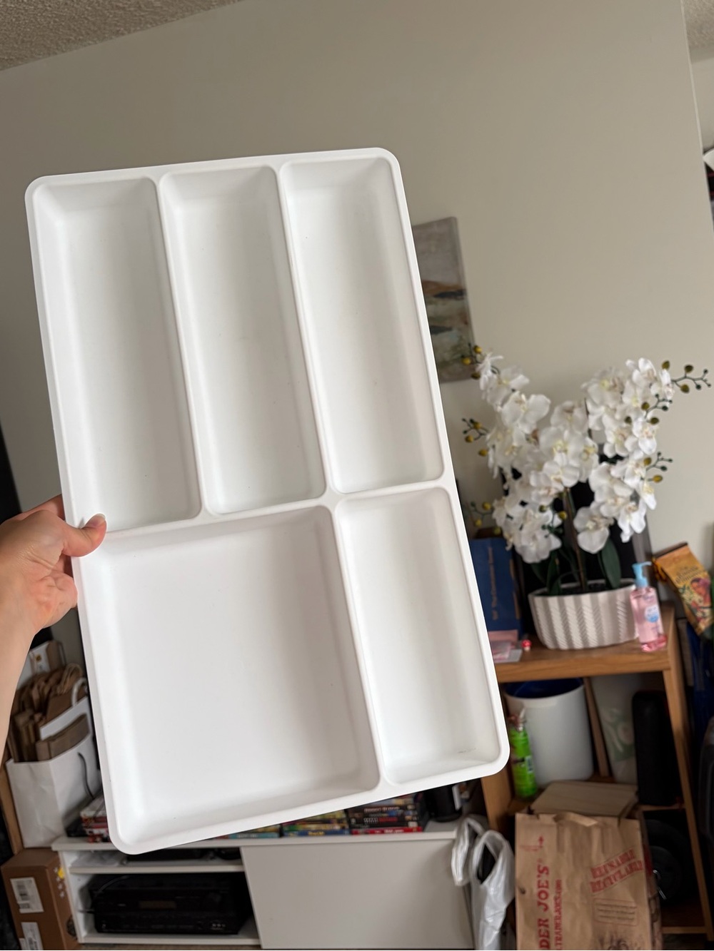 white tray organizer